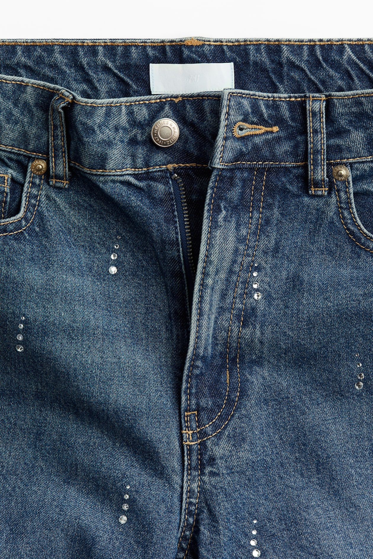 Women's Denim blue Rhinestone-Embellished Jeans | H&M US