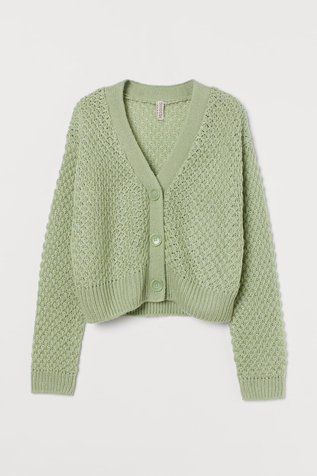 Moss-knit Cardigan - V-neck - Long sleeve - Pistachio green - Ladies ...