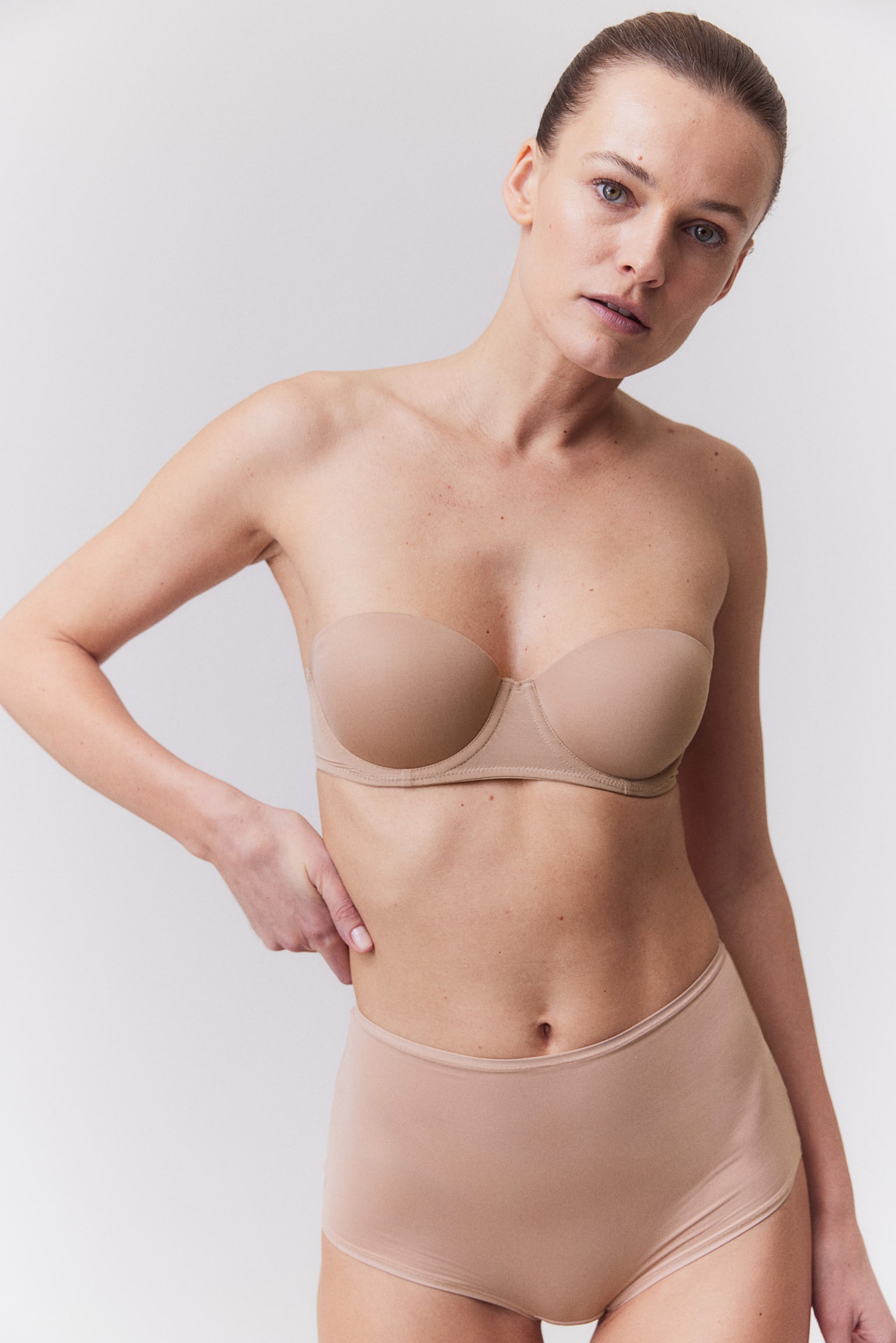 Padded Microfibre Balconette Bra - Beige/Black/White - 3