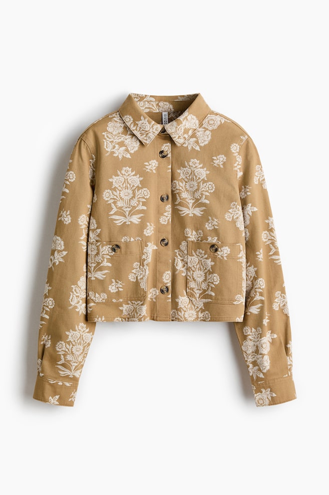 Cotton Twill Utility Shirt - Beige/Floral - 1