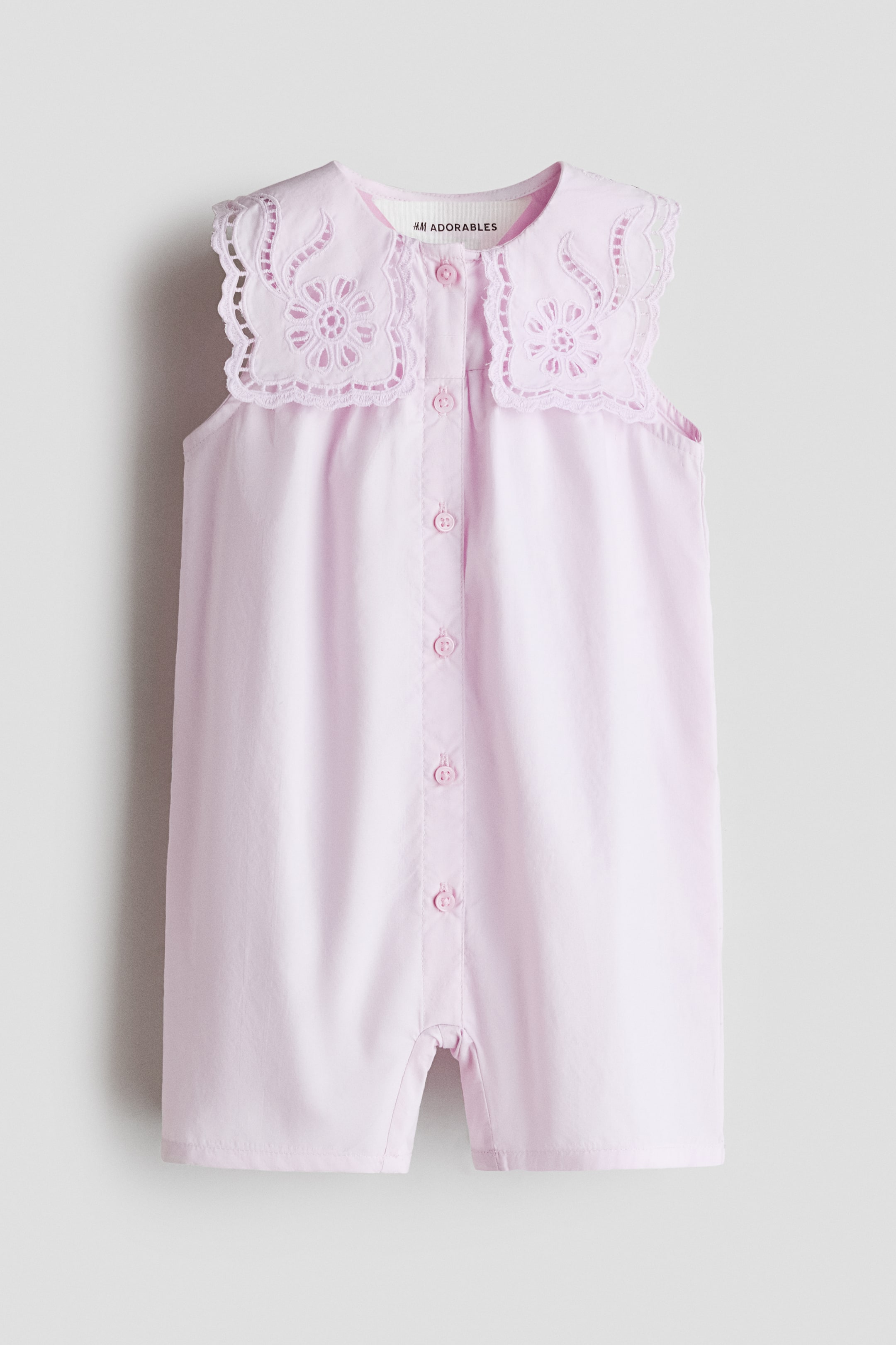 Cotton Romper Suit with Sailor Collar