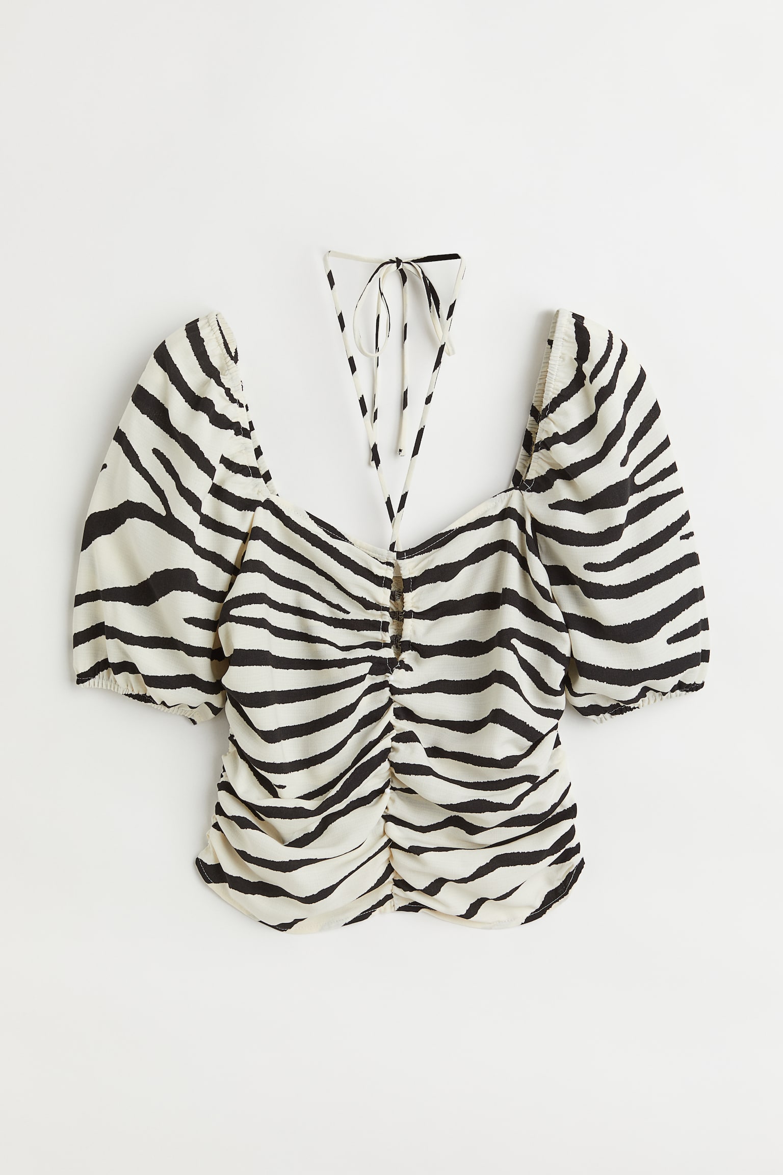 Cropped blouse - Cream/Zebra print/Red/Floral - 1