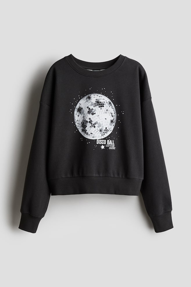 Sweatshirt with Motif - Dark gray/disco ball - 1