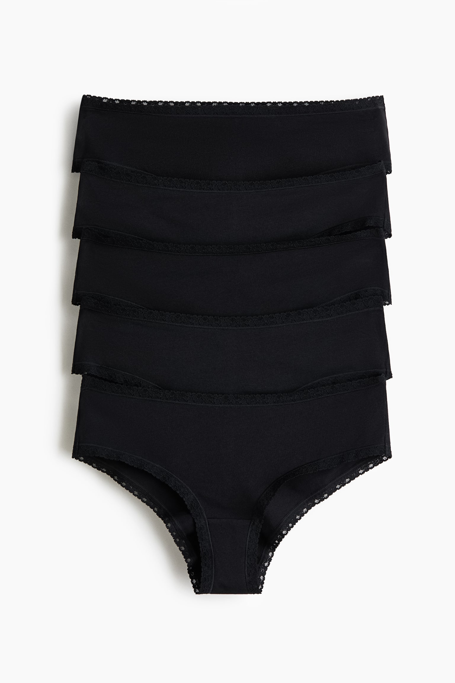 5-pack Cotton Hipster Briefs - Black/Grey marle/Dark grey marle/Black/Black/Grey marle/White/Hearts