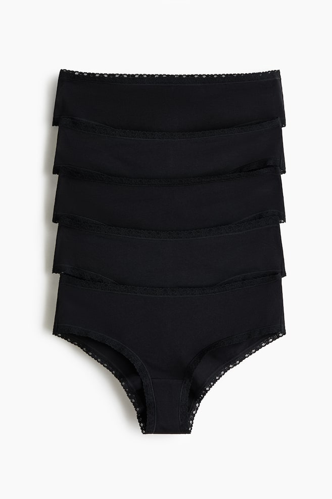 Pack de 5 bragas Hipster de algodón - Negro/Negro/Azul oscuro/Floral azul claro/Rosa empolvado/Rayas crema/Rosa claro/Floral crema/Verde claro/Blanco - 1
