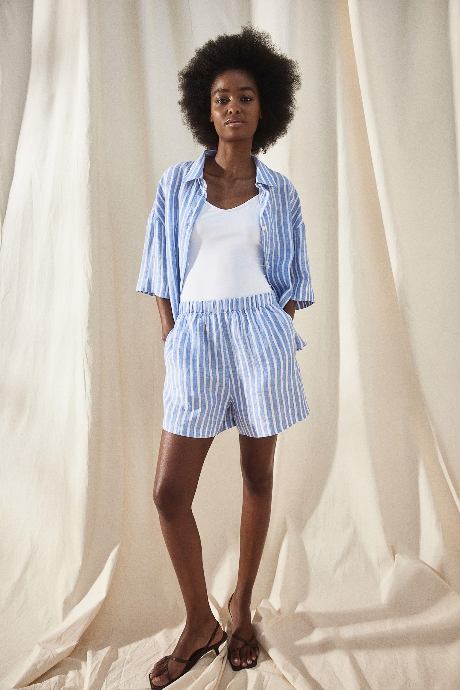 Linen shirt - Blue/Striped - 3