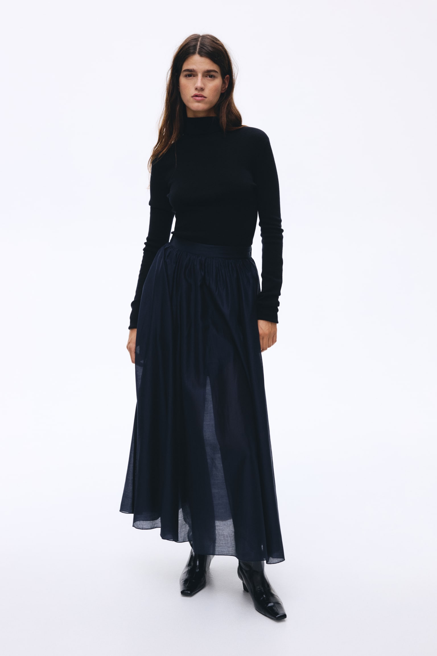 A-Line Midi Skirt - Navy blue - 3