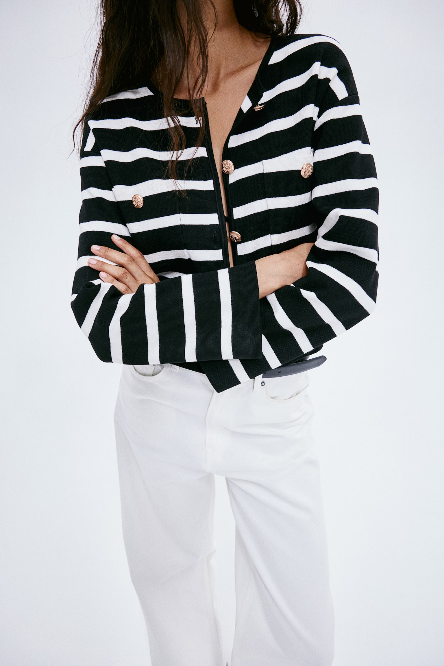 Pocket-detail cardigan - Black/Striped/Red/Black/Grey marl/Cream - 5