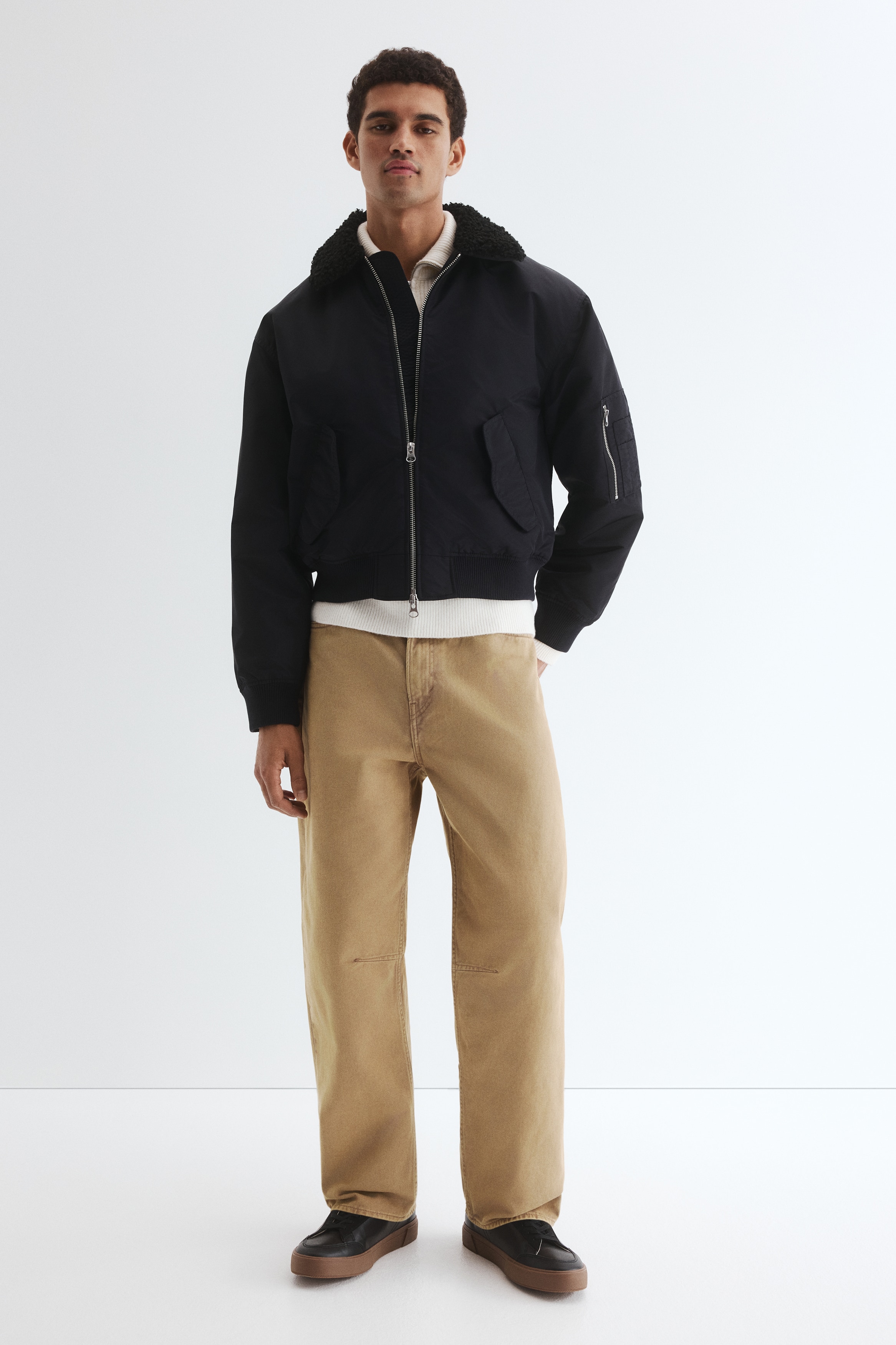 ルーズフィット ナイロンフライトジャケット - ダークブルー