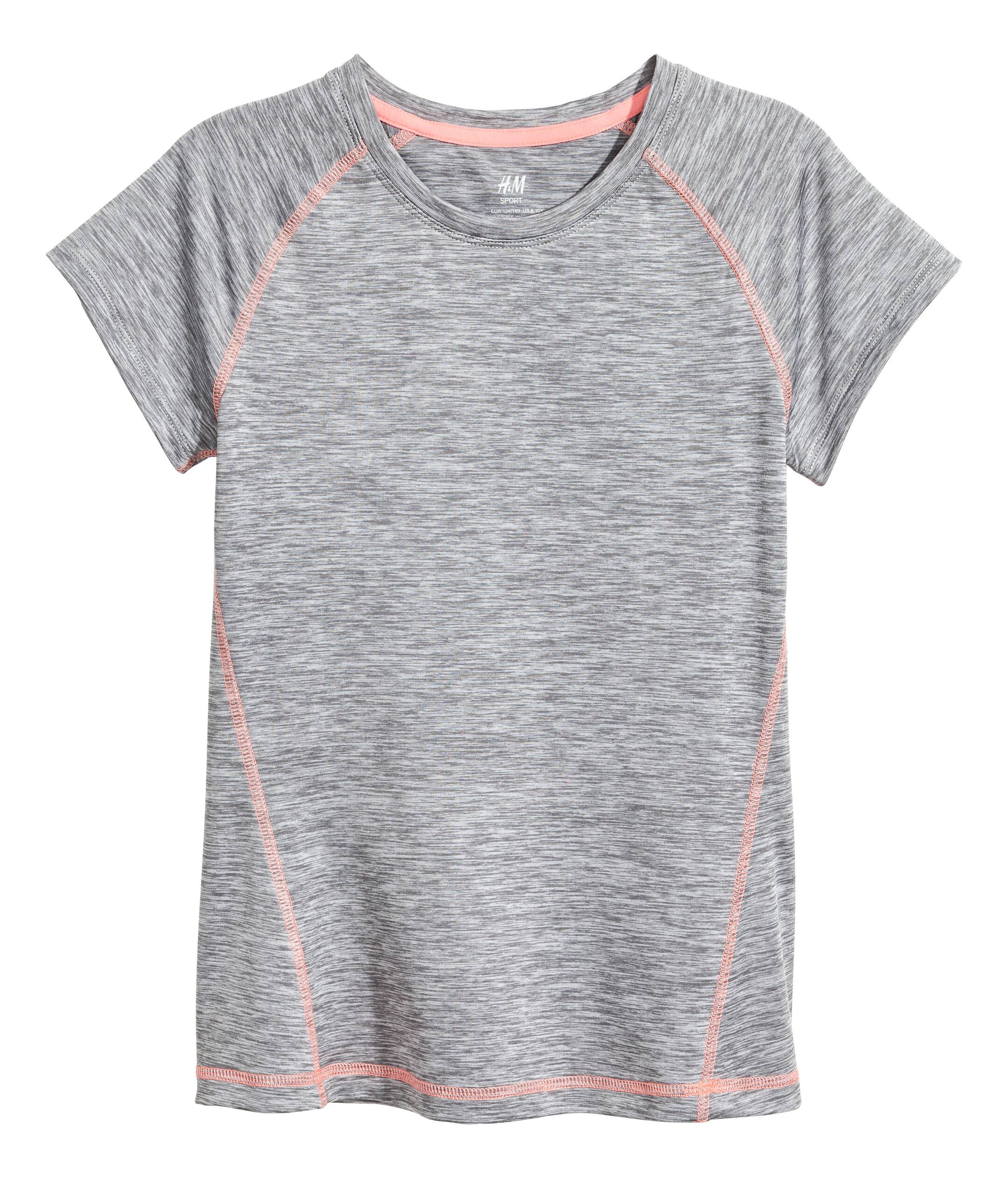 View larger image: Short-sleeved Sports Shirt - Grey marl - Kids | H&M CA 1