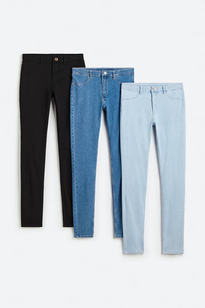 3-pack Skinny Fit Jeans - Black/Light denim blue/Black/Dark denim blue/Black/Grey/Denim blue - 6