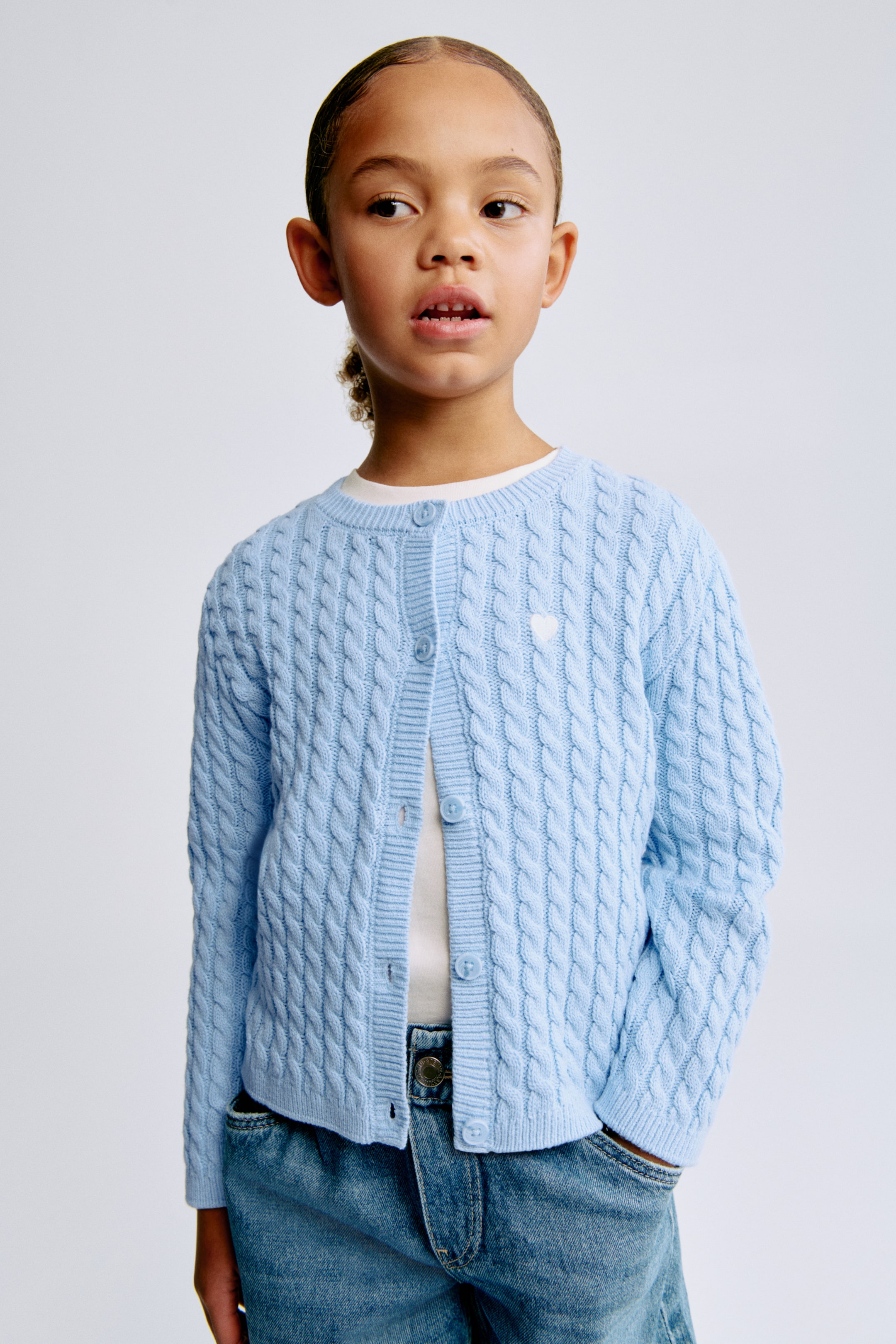 View larger image: Cable-Knit Cardigan - Blue - Kids | H&M US 1