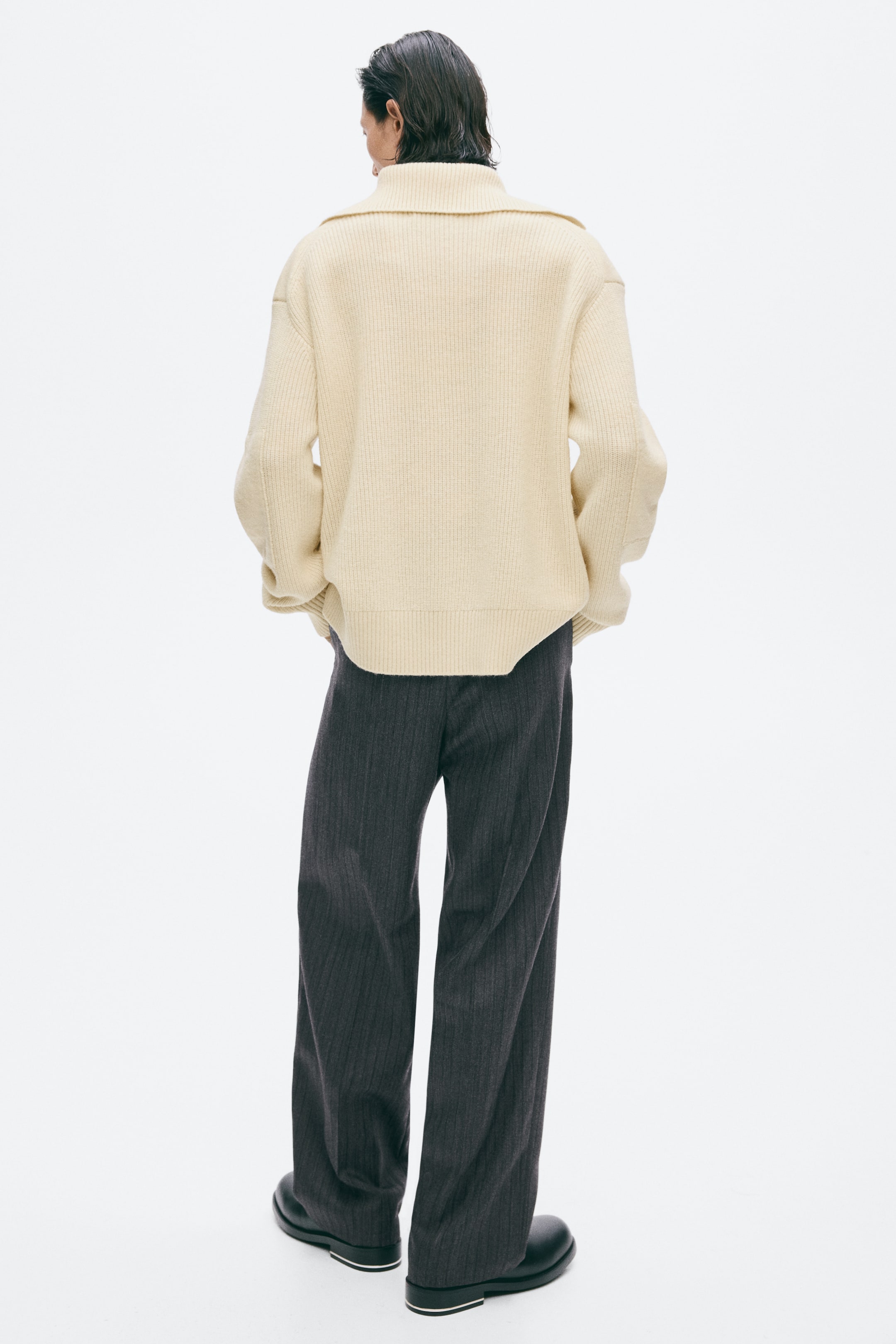 Regular-Fit Shawl-Neck Wool Sweater