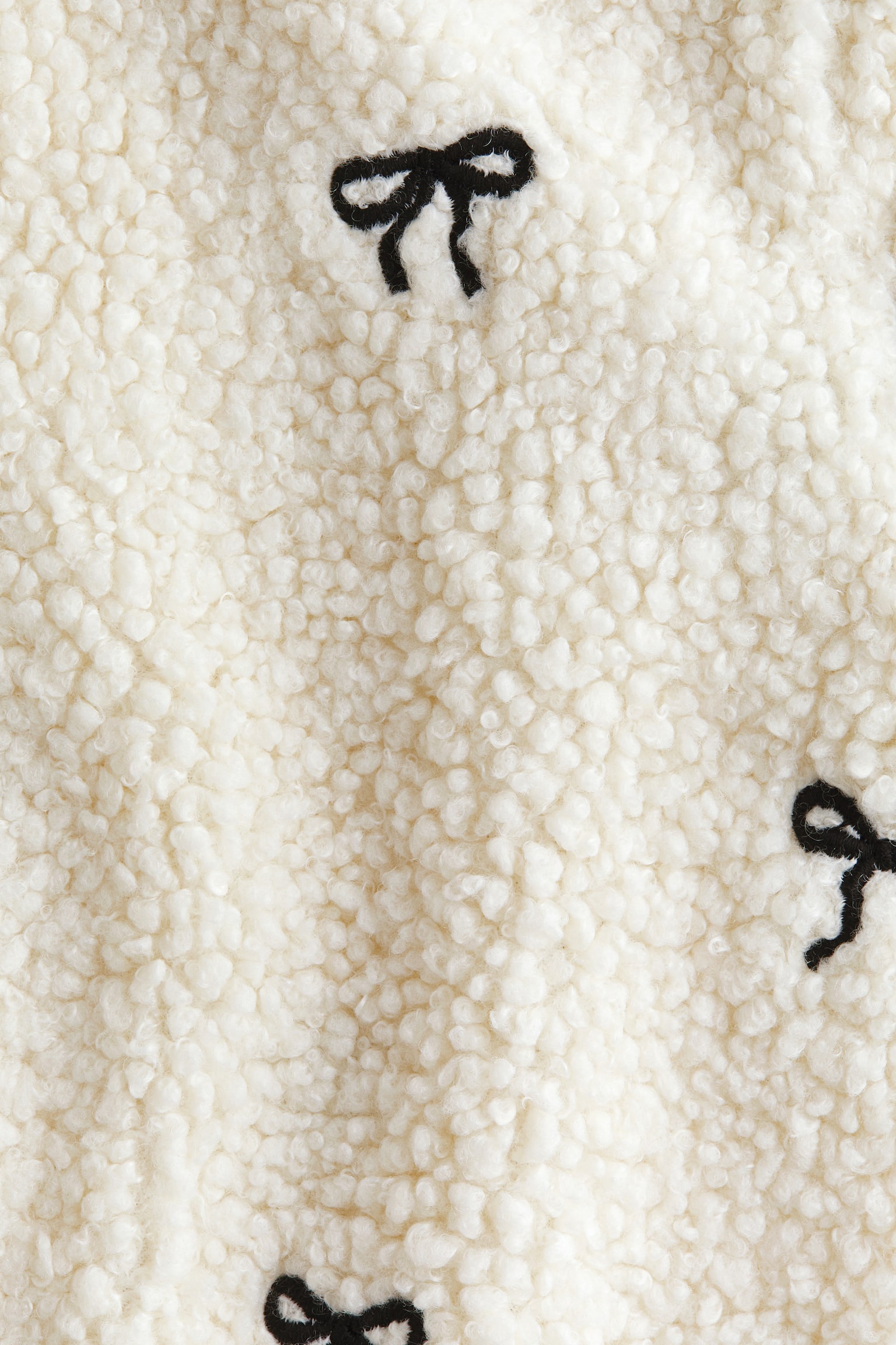 Cárdigan con zíper en tejido peluche - Crema/Moños - 5