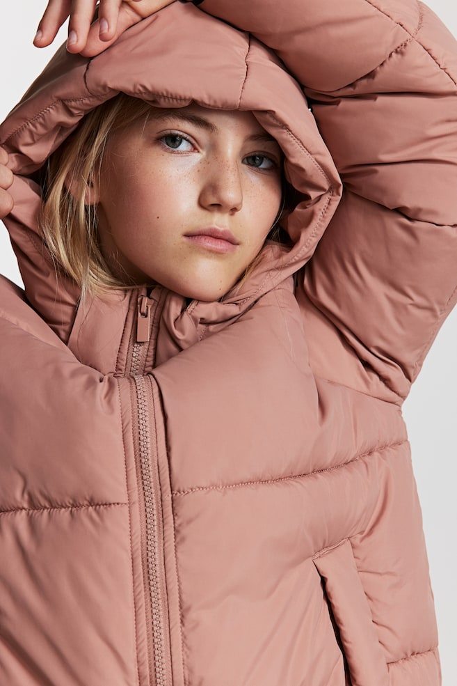 Hooded puffer jacket - Dusty pink/Black/Cream/Bright red - 6