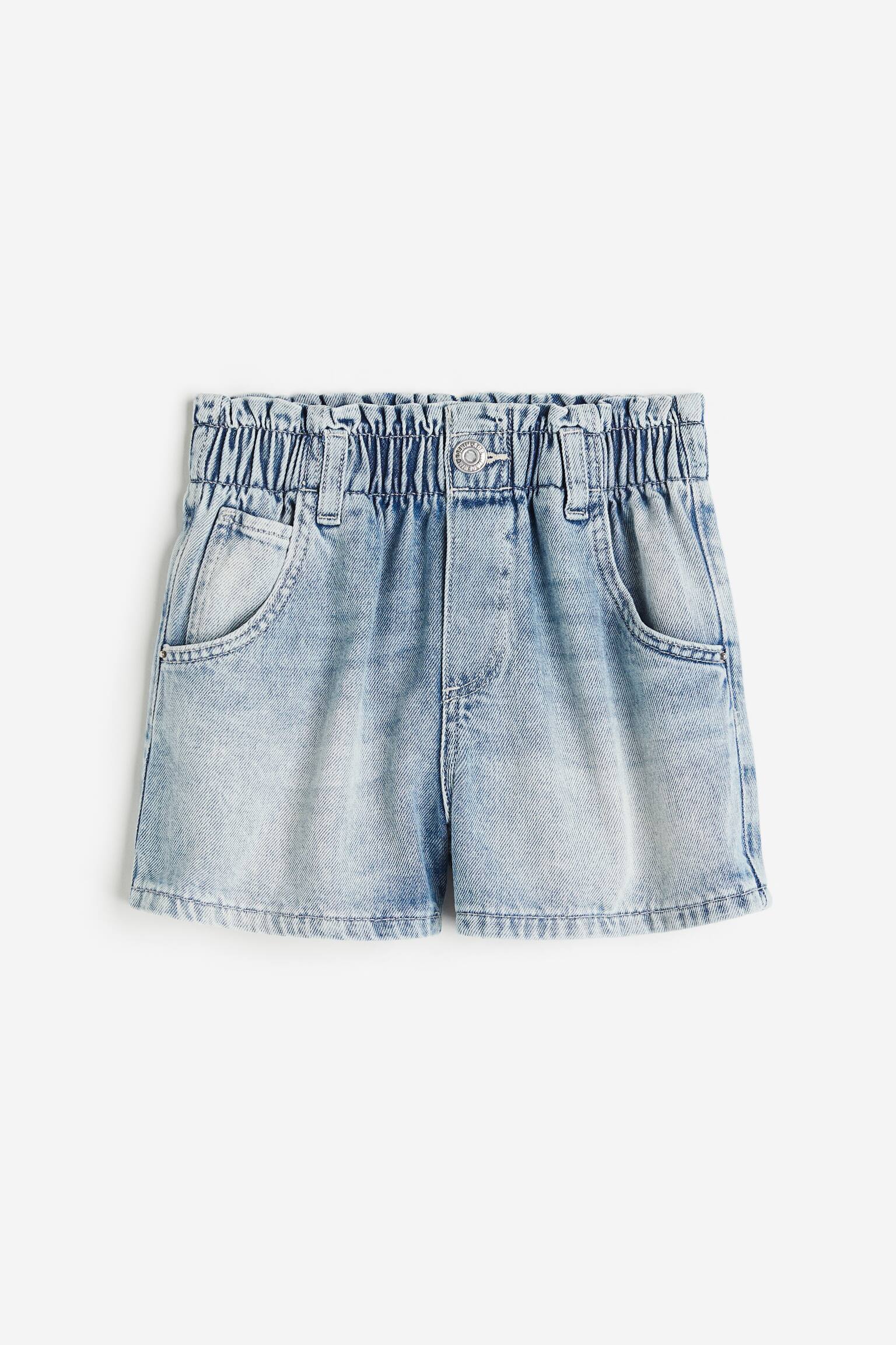 Denim Paper Bag Shorts - Light denim blue - 1