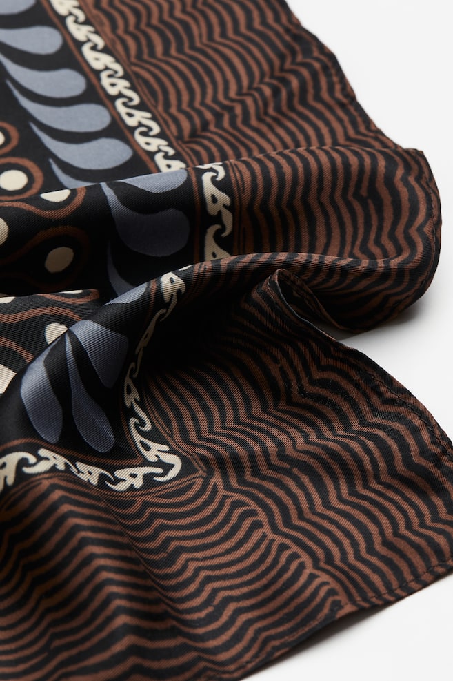 Patterned satin scarf - Brown/Patterned - 2