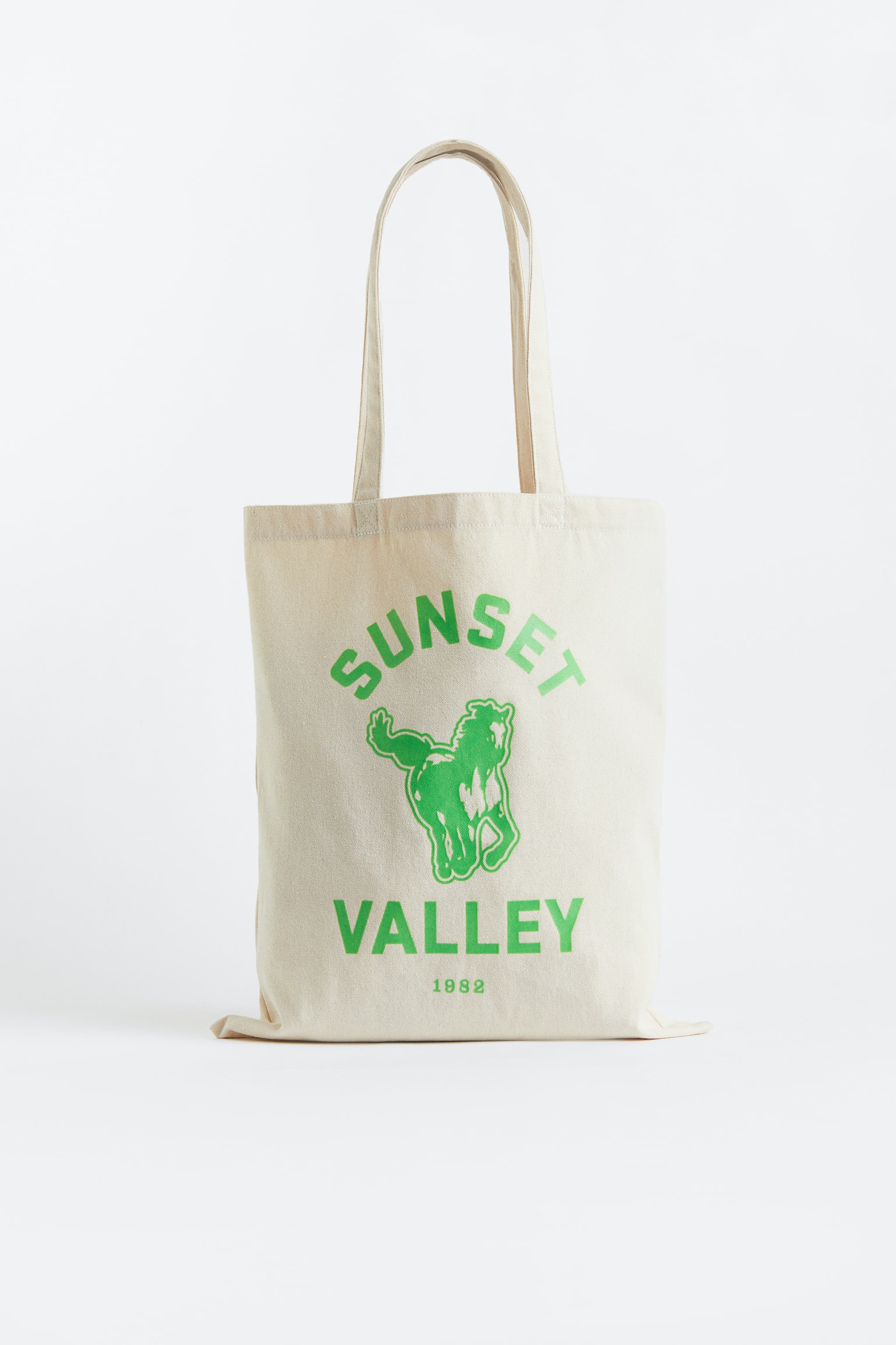 Printed Canvas Tote Bag - Cream/Sunset Valley