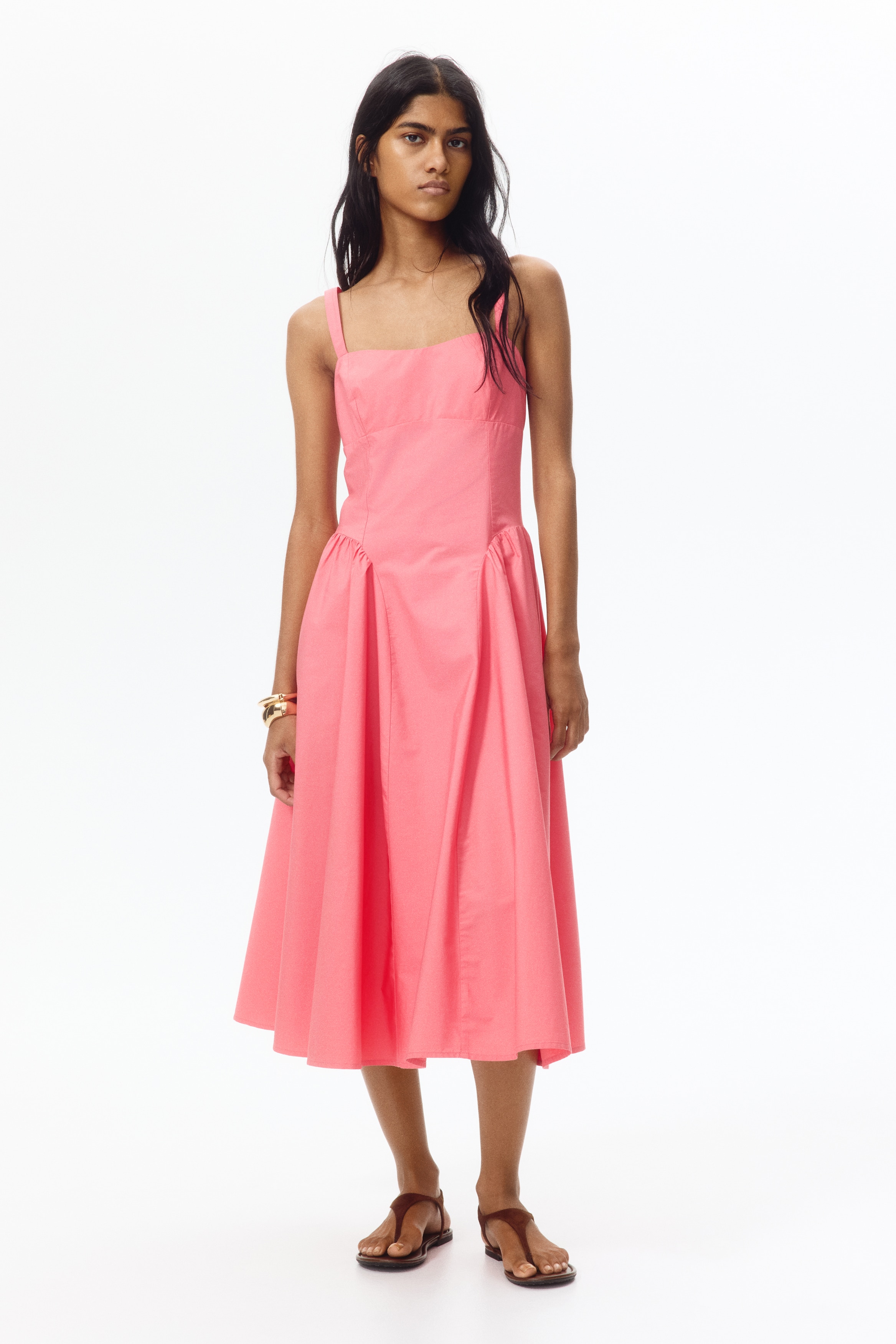 h and m light pink dress Women's Light pink Flared-Skirt Satin Dress