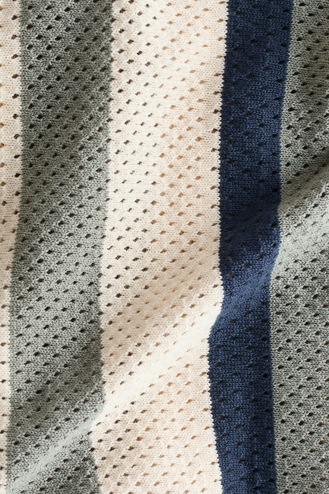 Set 2 pezzi in maglia a rete di cotone-Beige chiaro/righe - 2