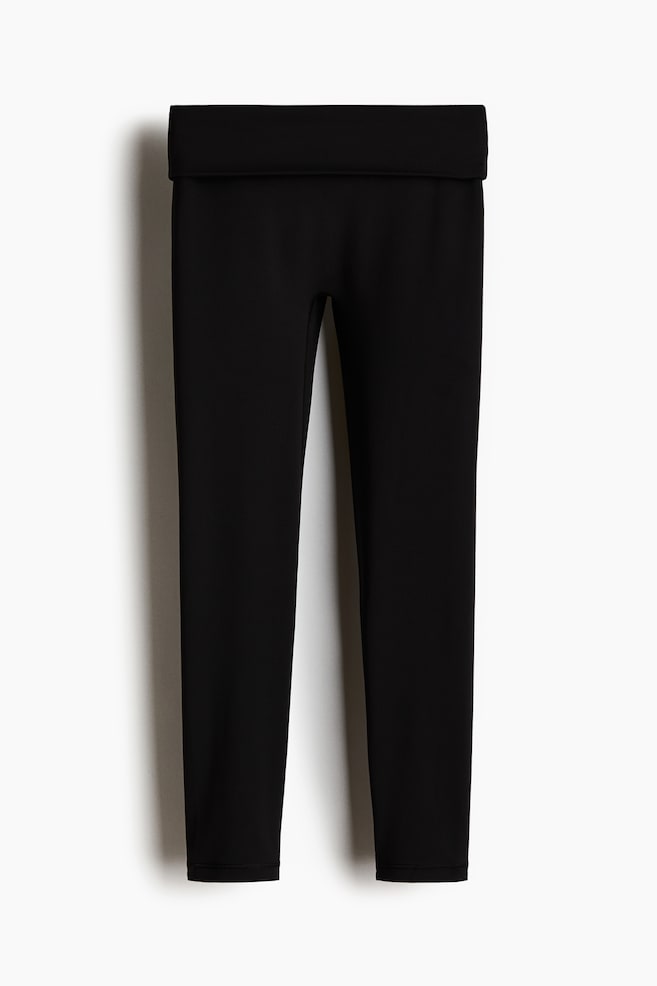 Foldover waist yoga leggings with SoftMove™ - Black/Light pink/Brown - 1
