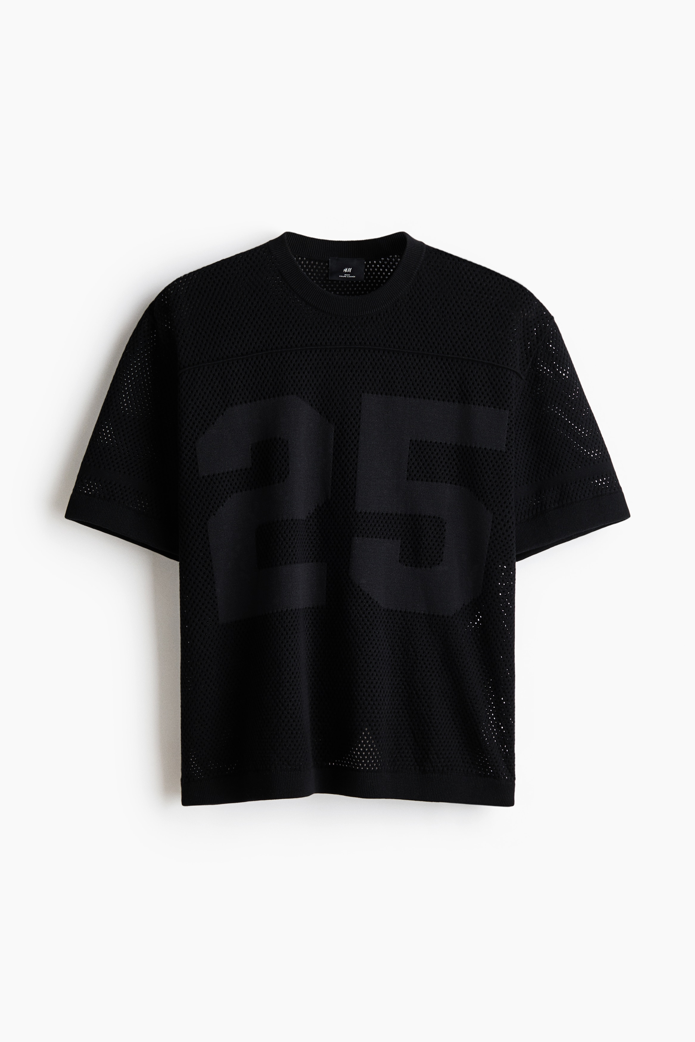 Relaxed Fit Boxy Mesh T-shirt - Noir/Blanc/Bleu canard foncé