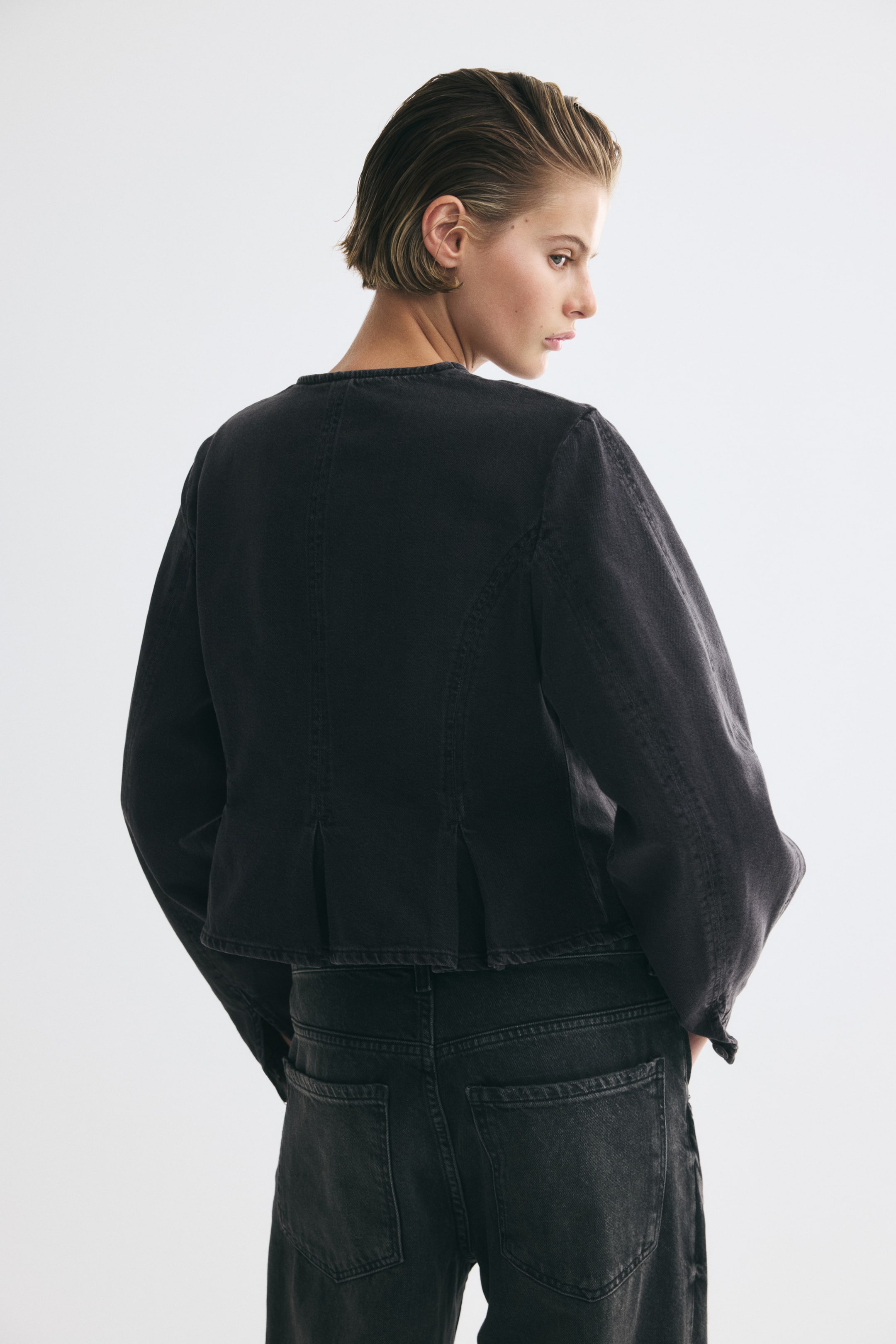 Denim Peplum Blouse