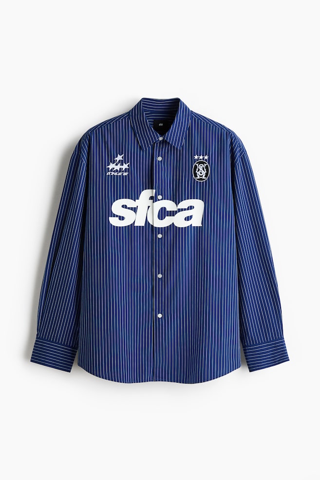 Relaxed-Fit Printed Cotton Poplin Shirt - Dark blue/striped/Pink/Sfca - 1