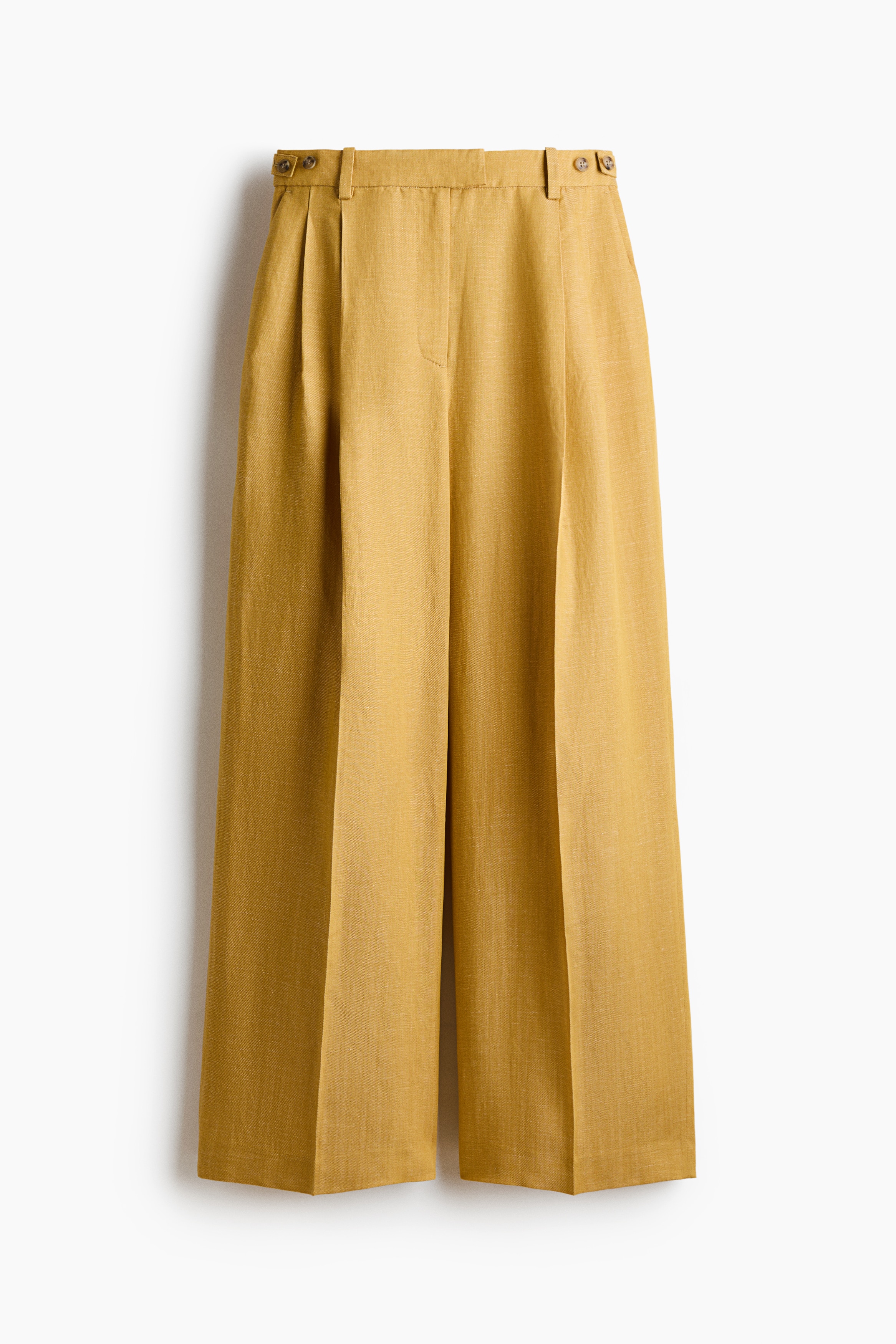 Linen-Blend Dress Pants - Mustard yellow