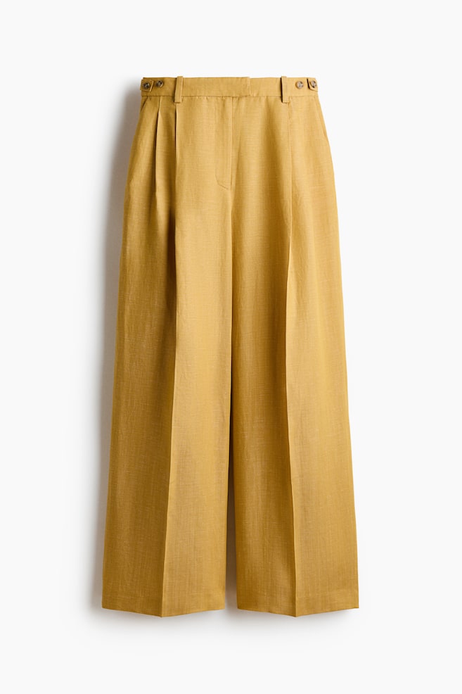 Linen-blend tailored trousers - Mustard yellow - 1