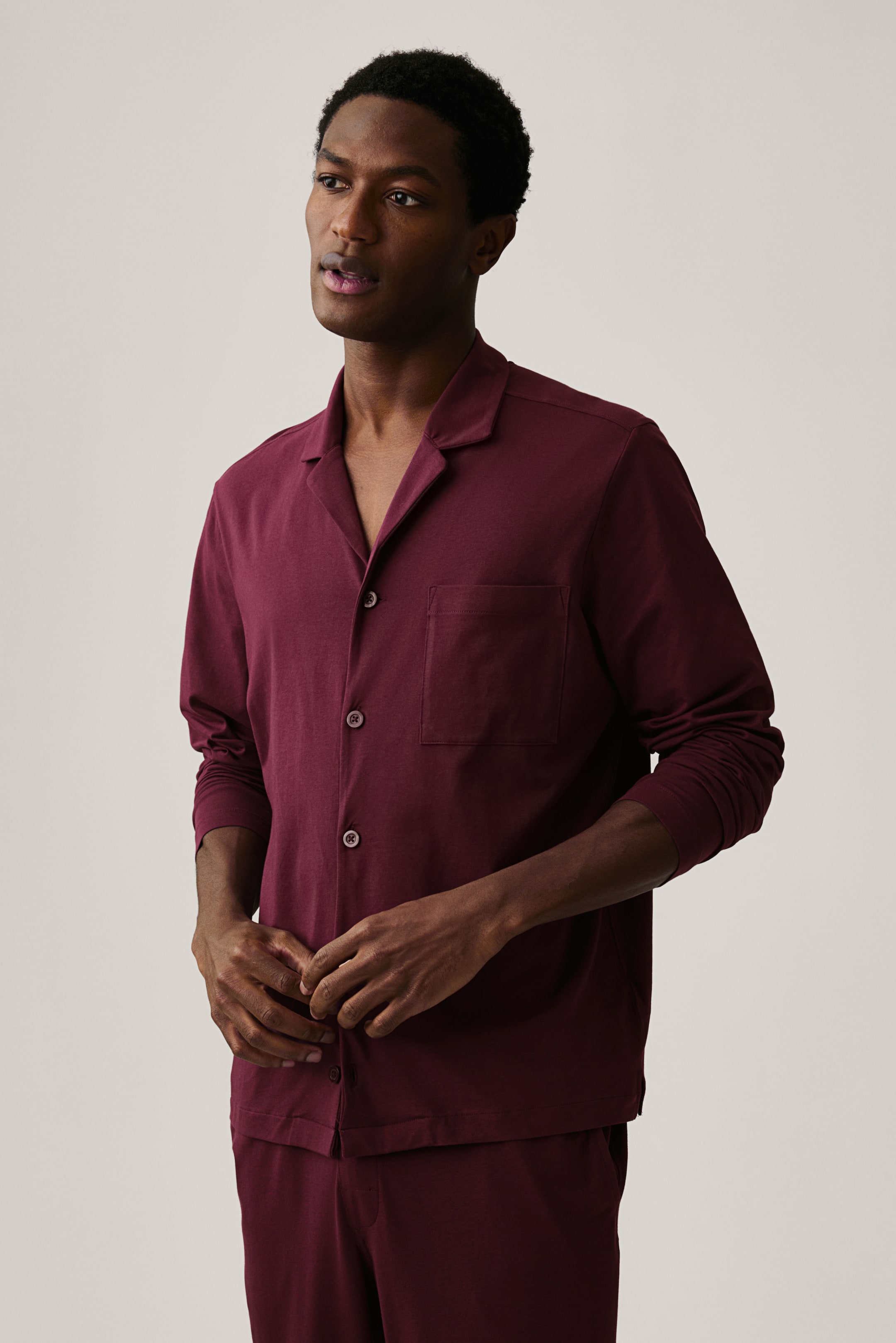 Relaxed Fit Cotton jersey pyjamas - Dark red - Men | H&M GB 1