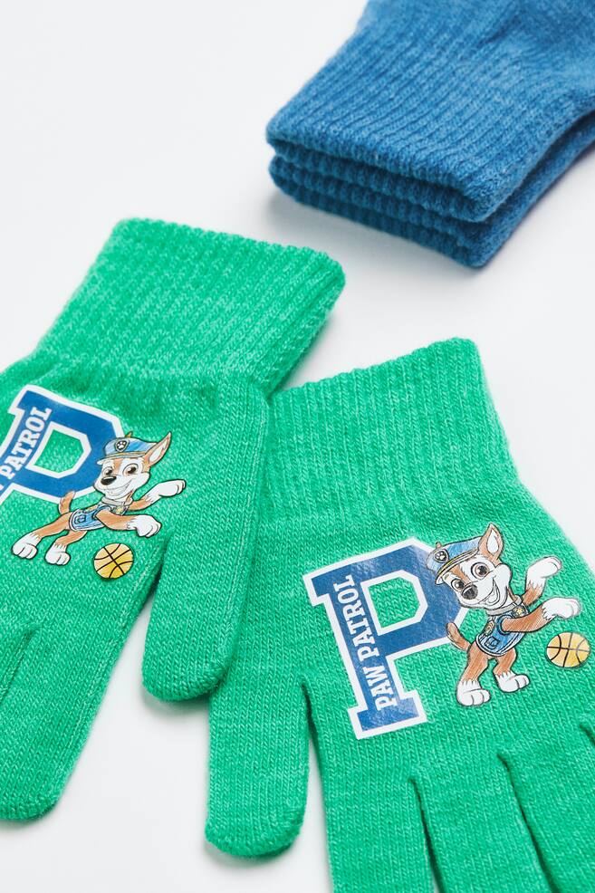 2-pack print-motif gloves - Bright green/Paw Patrol/Blue/Sonic the Hedgehog - 2