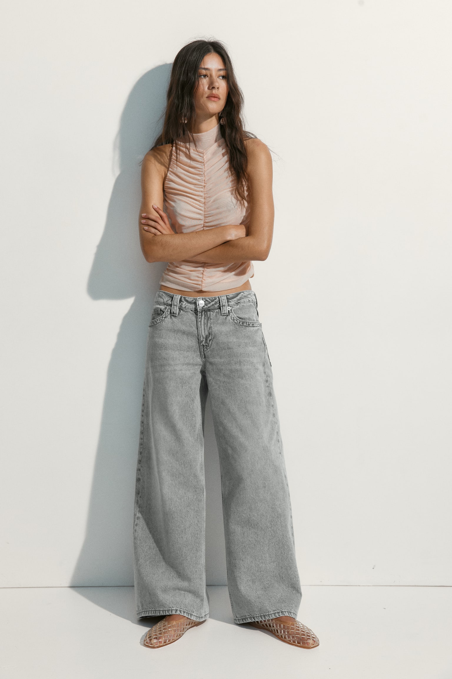 Baggy Wide Low Waist Jeans - Màu xám/Màu xanh denim - 8