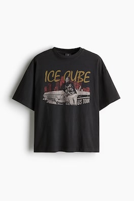 オーバーサイズフィットTシャツ - ブラック／Ice Cube - Men | H&M JP