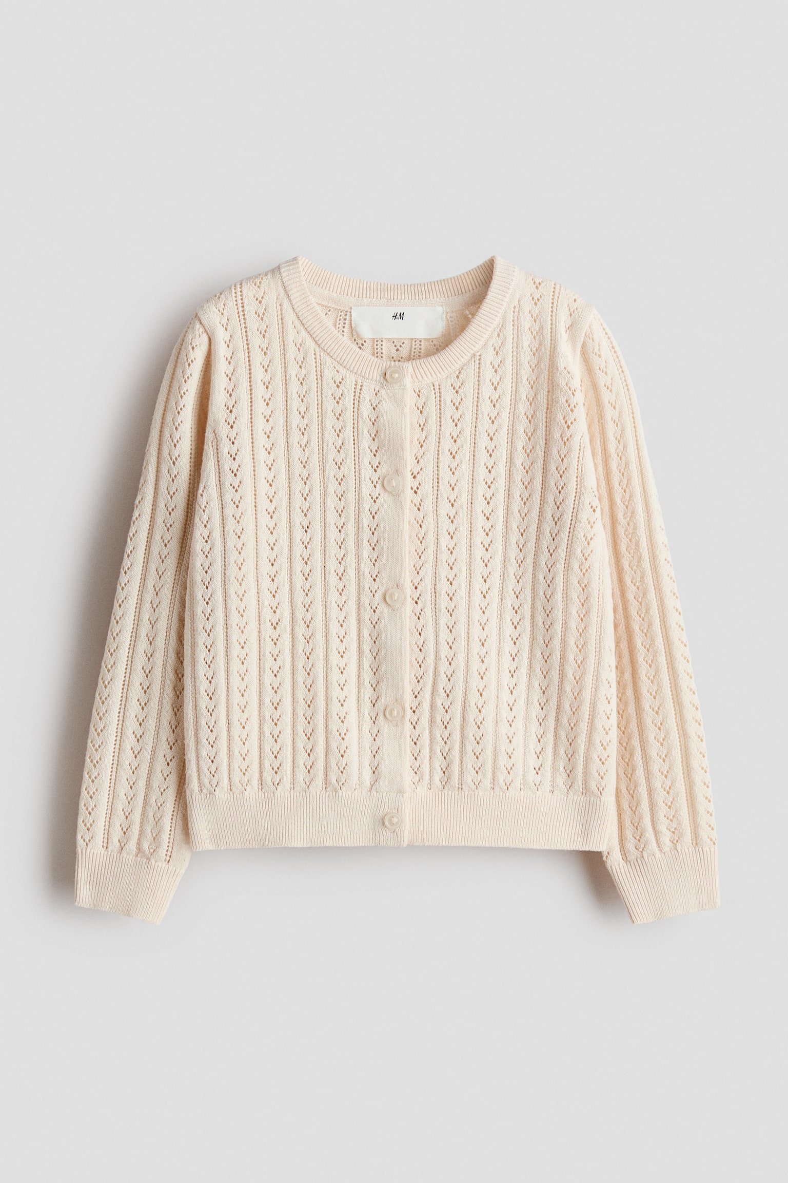 Pointelle-Knit Cotton Cardigan - Light beige/Light pink/Light blue
