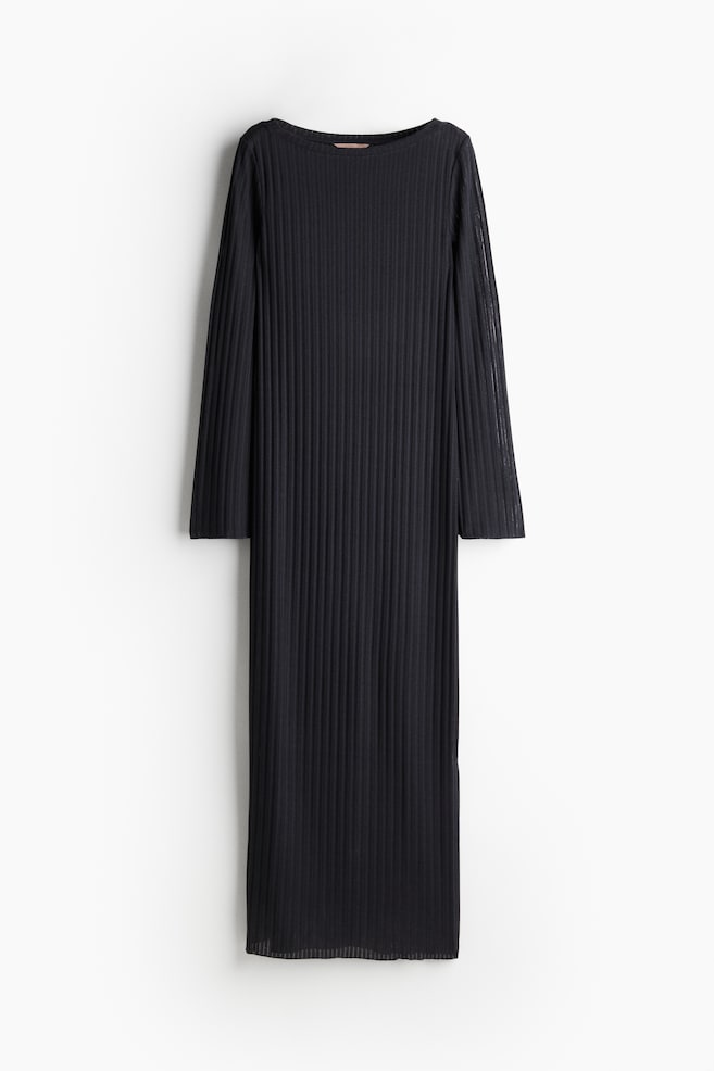 Vestido en punto de canalé - Casi negro - 1