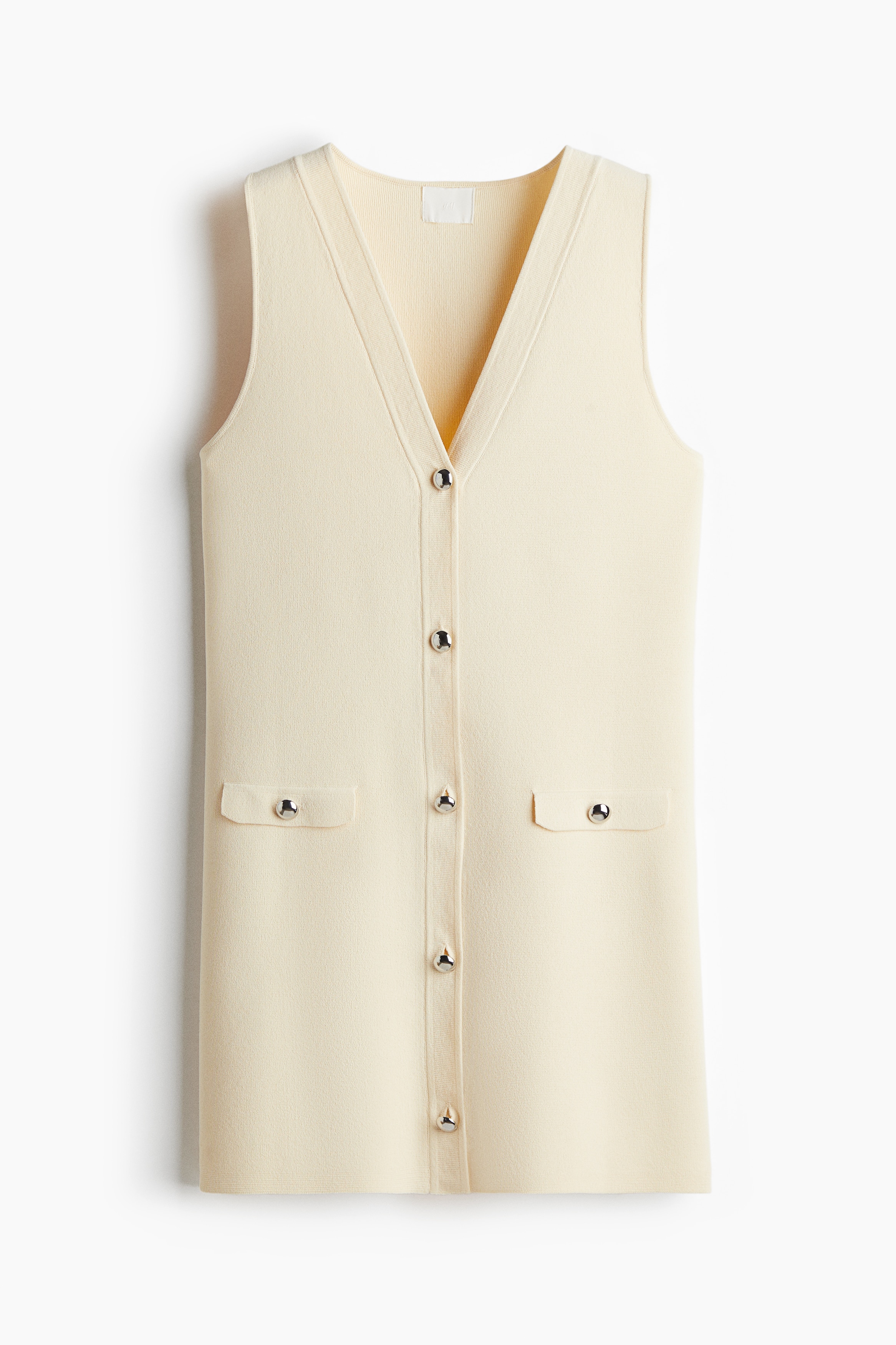 V-neck dress - Pale yellow/White/Burgundy