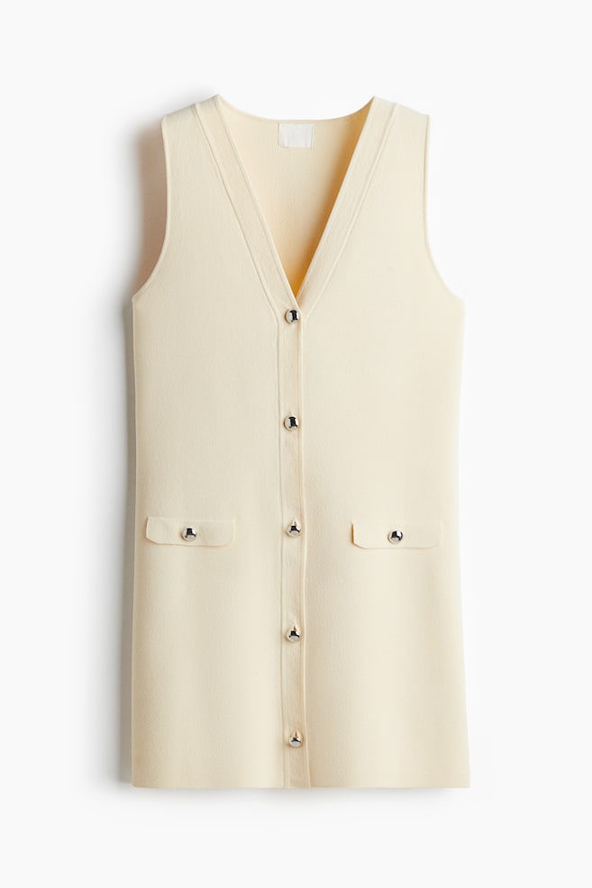 Robe à encolure en V - Jaune pâle/Bordeaux/Blanc - 1