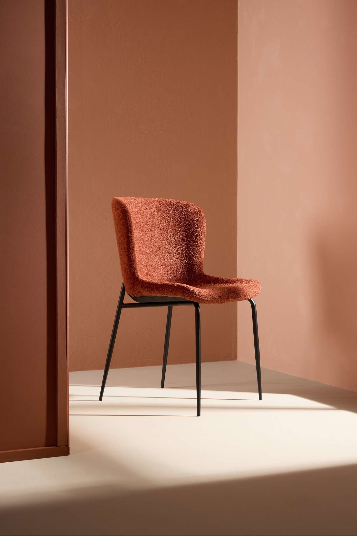 Chaise De Salle À Manger Modesto, Lot De 2 - Bouclé, Rouge