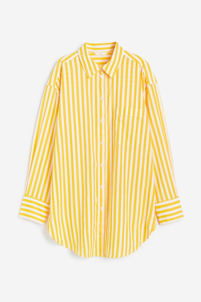 Linen-blend shirt - Yellow/Striped/Red/Rust red/Light beige/dc/dc/dc - 2