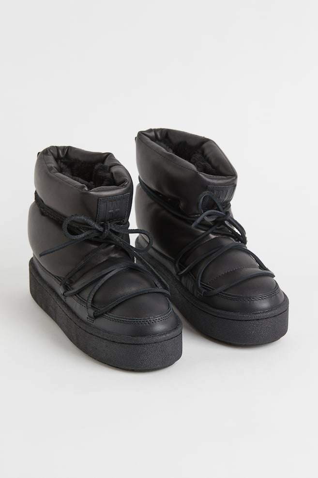Laced padded boots - Black/Light beige/Black - 5