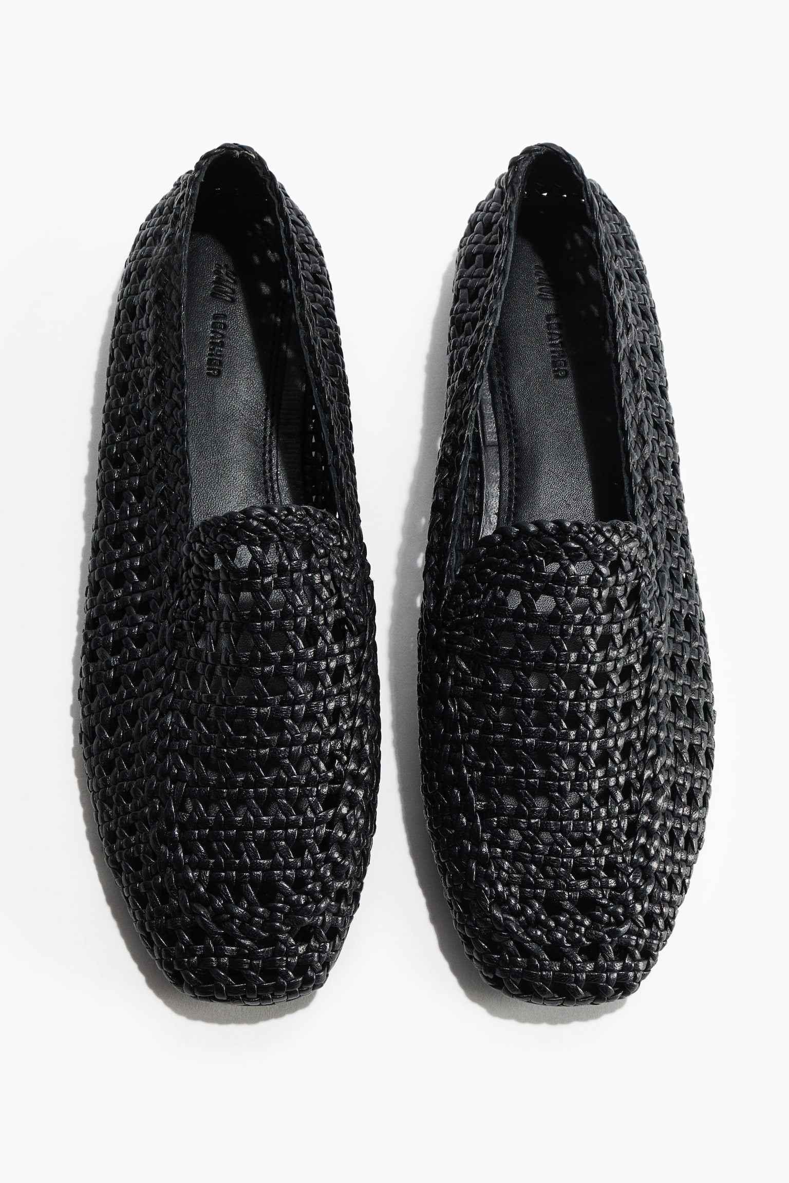 Interwoven leather loafers - Black - 4