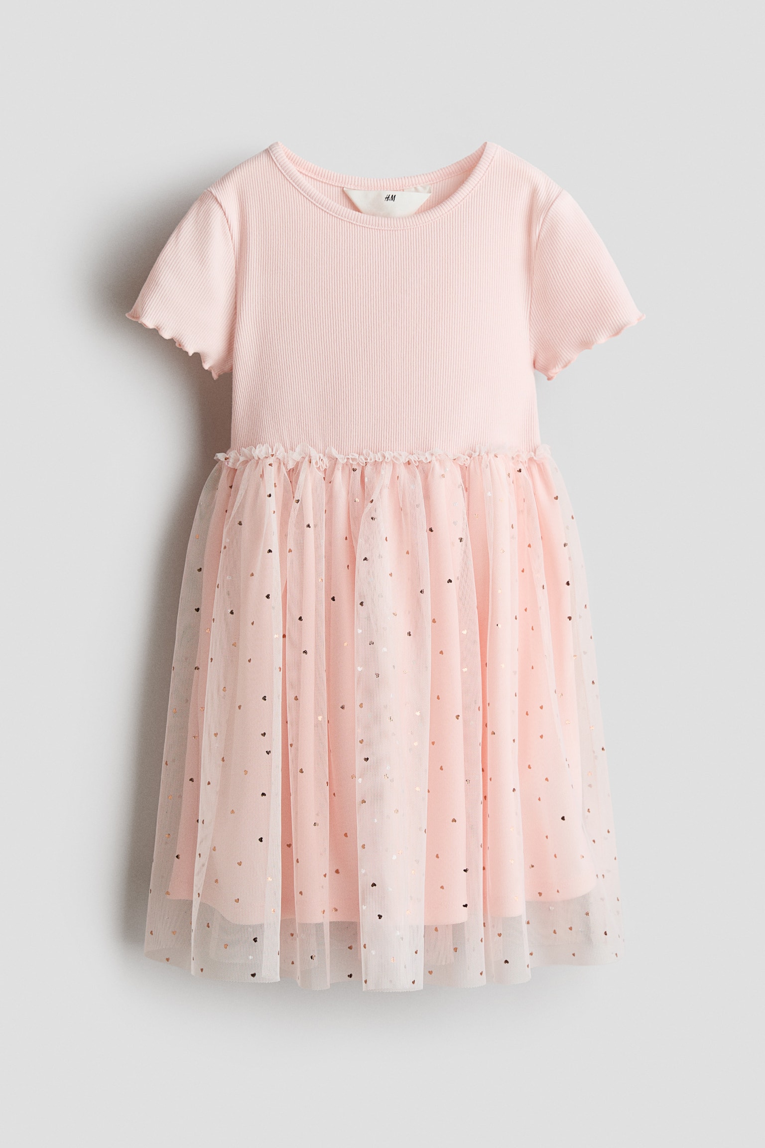 Kleid mit Tüllrock - Hellrosa/Herzen/Cremefarben/Blumen/Hellgrün/Rosa/Schleifen/Cremefarben/Leopardenprint/Hellbeige/Schleifen/Hellrosa/Herzen