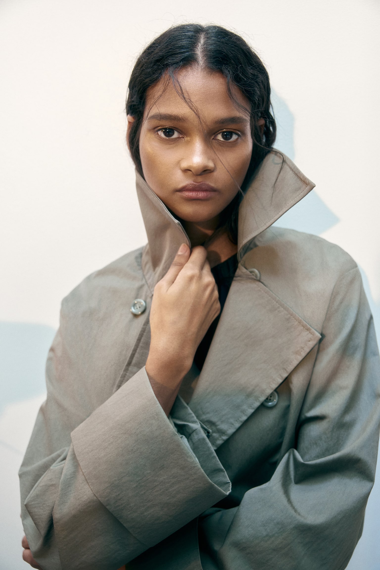 Trench-look jacket - Khaki green/Light beige - 6