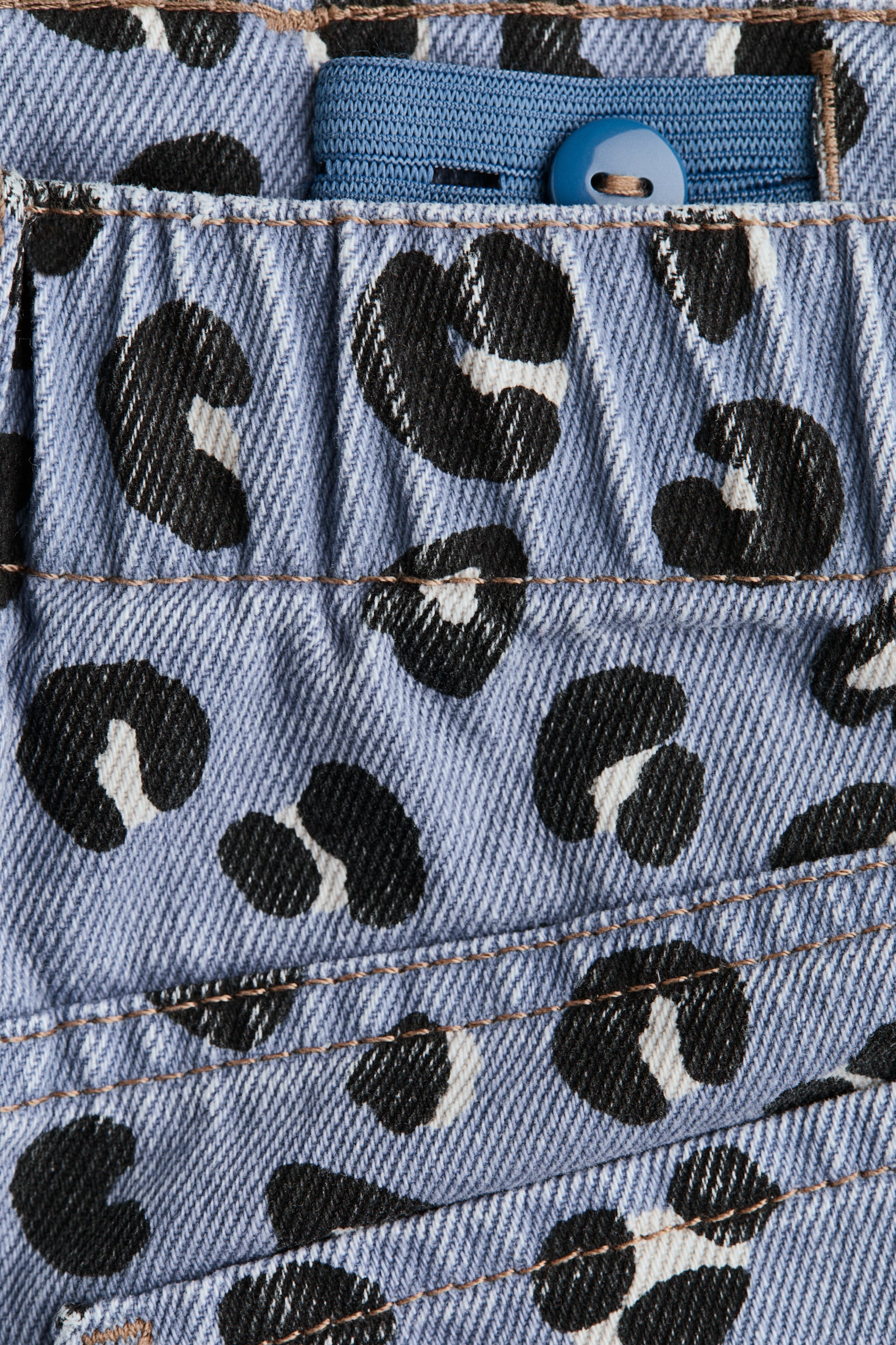 Детские брюки H&M Barrel-Leg Cotton, цвет: Синий / Леопардовый с принтом — фото 2