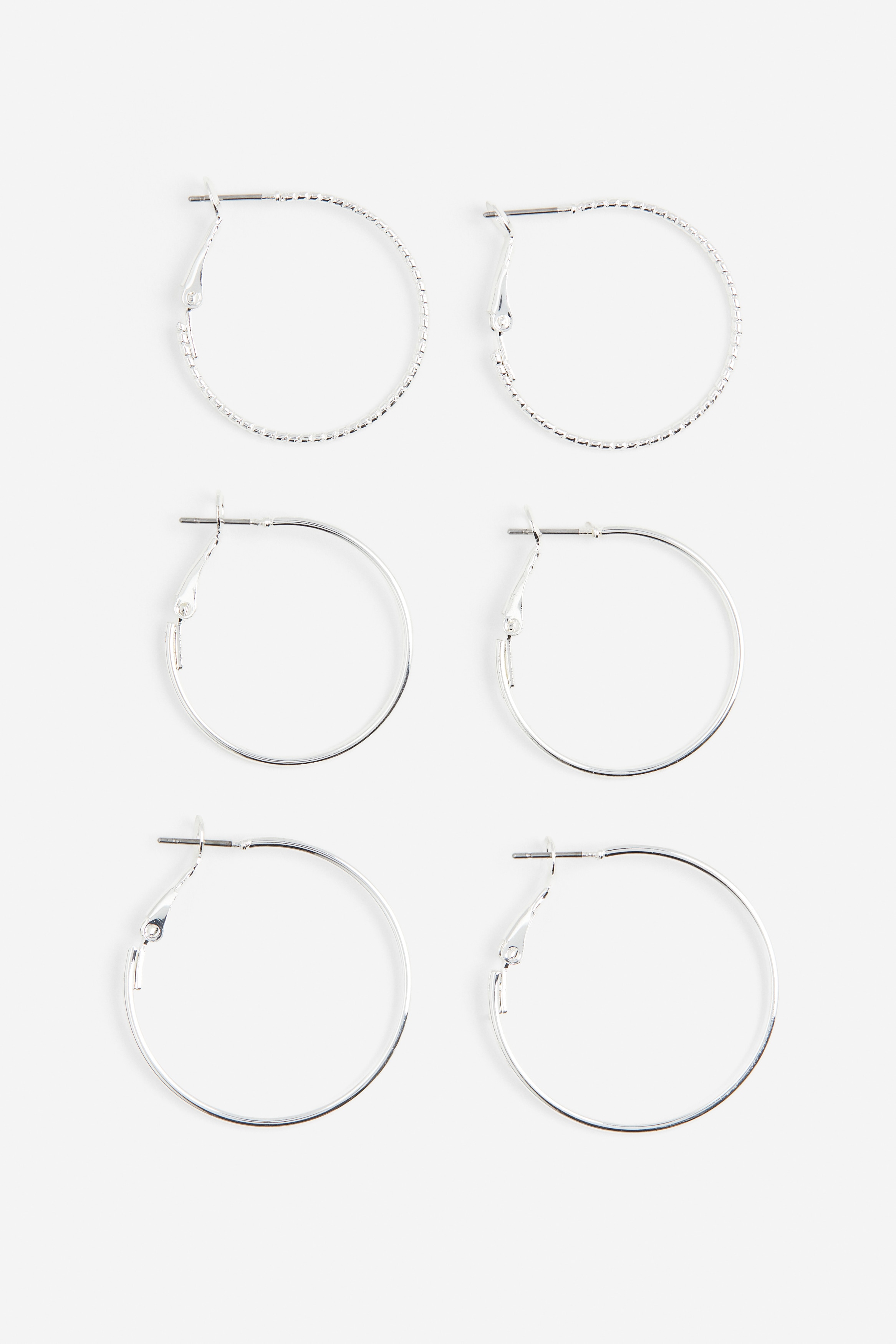 フープピアス 3ペアセット - シルバーカラー - レディース | H&M JP