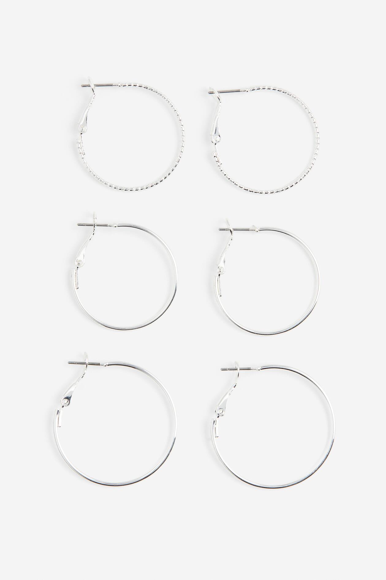 フープピアス 3ペアセット - シルバーカラー - レディース | H&M JP