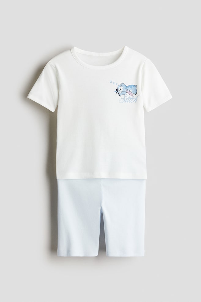Printed Cotton Pajamas - White/Lilo & Stitch - 1