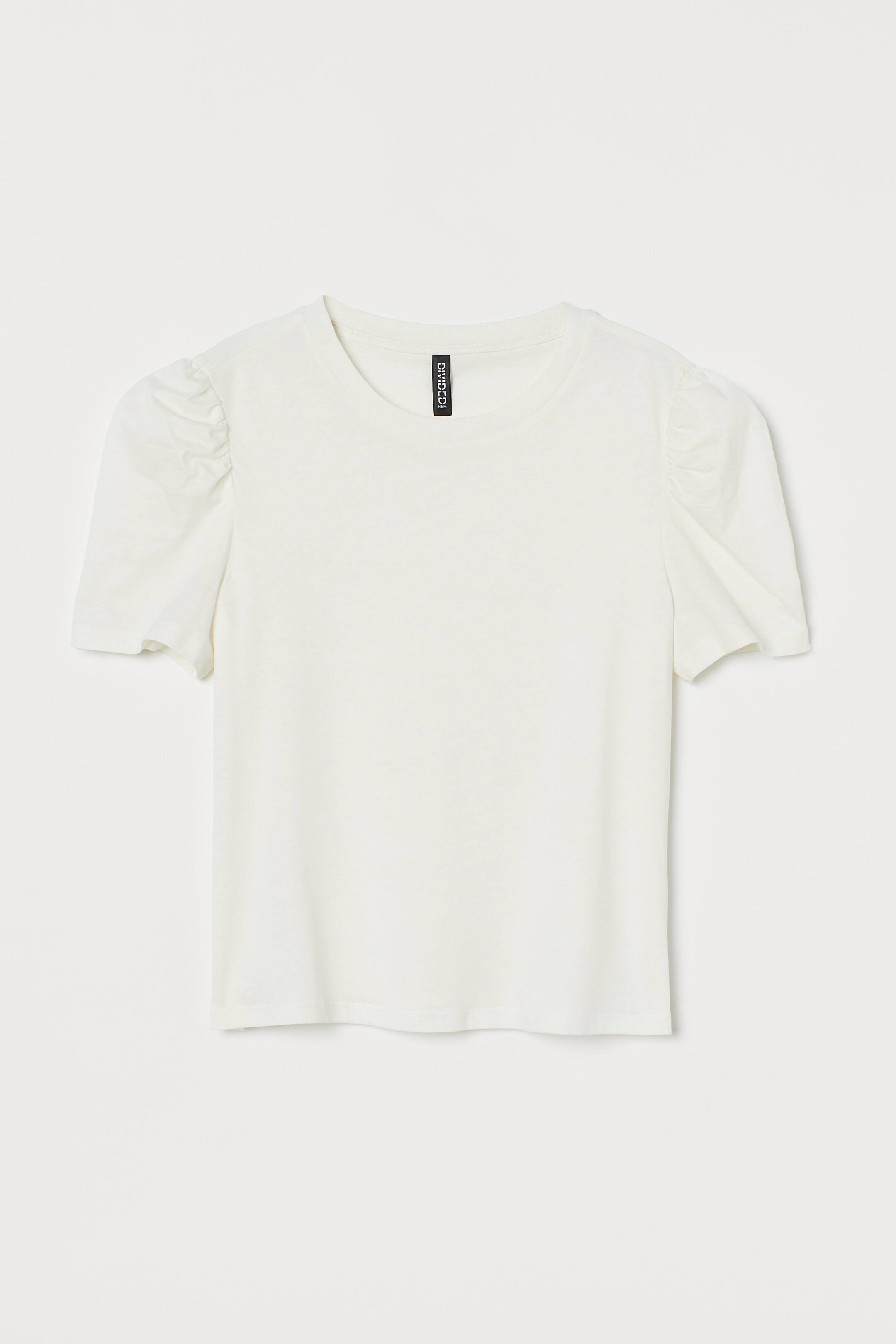 パフスリーブTシャツ - ホワイト - レディース | H&M JP