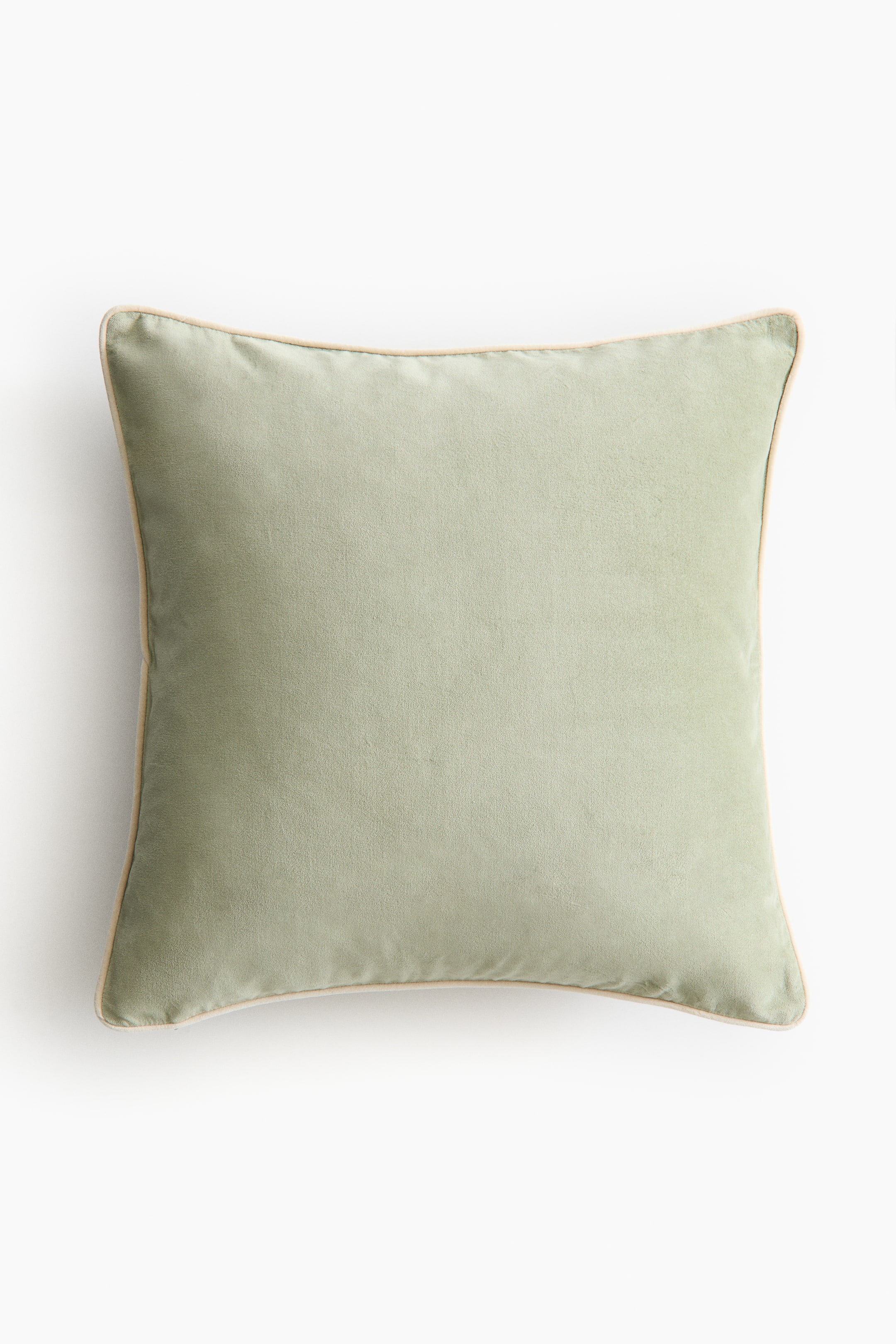 Prikaži veću sliku: Jastučnica od somota s ukrasnim paspulom - Svetlozelena/sivobež - Home All | H&M RS 2